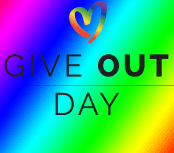 Give Out Day Logo on Rainbow Background